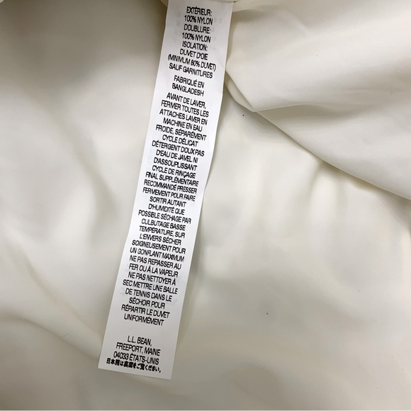 LL BEAN Women’s White GooseDown Puffer Mid-Length Jacket Size: L - Picture 8 of 8